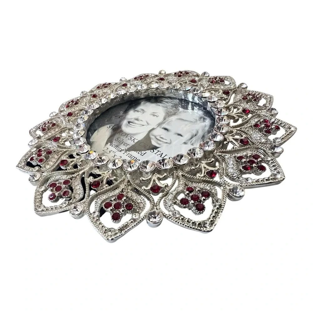 Swarovski Crystals Round Silver Plated Photo Frame‎ 2.5